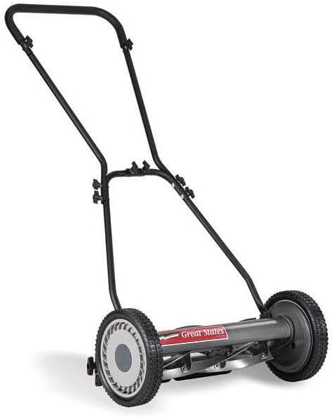 Great States 815-18 18-Inch 5-Blade Push Reel Lawn Mower, 18-Inch, 5-Blade, Grey