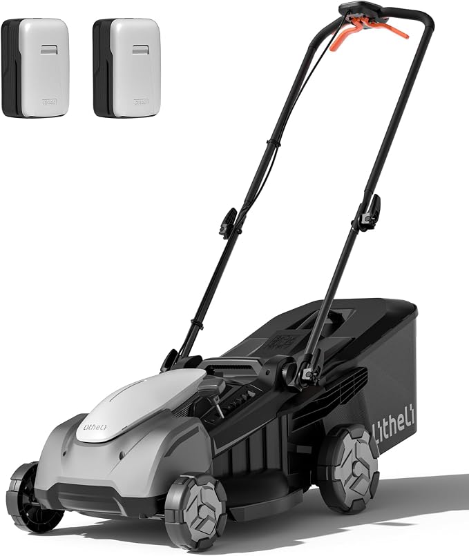 Litheli 18-inch 40V Self-Propelled Brushless Lawn Mower for Garden Yards, Lightweight Cordless Mower with 6-Position Height Adjustment, 2×5.0Ah Batteries Included