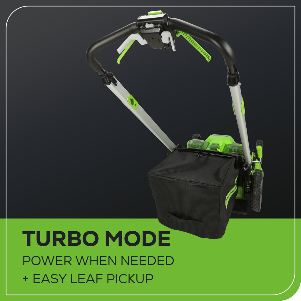 Greenworks 60V 25” Cordless (Self-Propelled) Lawn Mower (LED Lights + Aluminum Handles), 2 x 4.0Ah Batteries