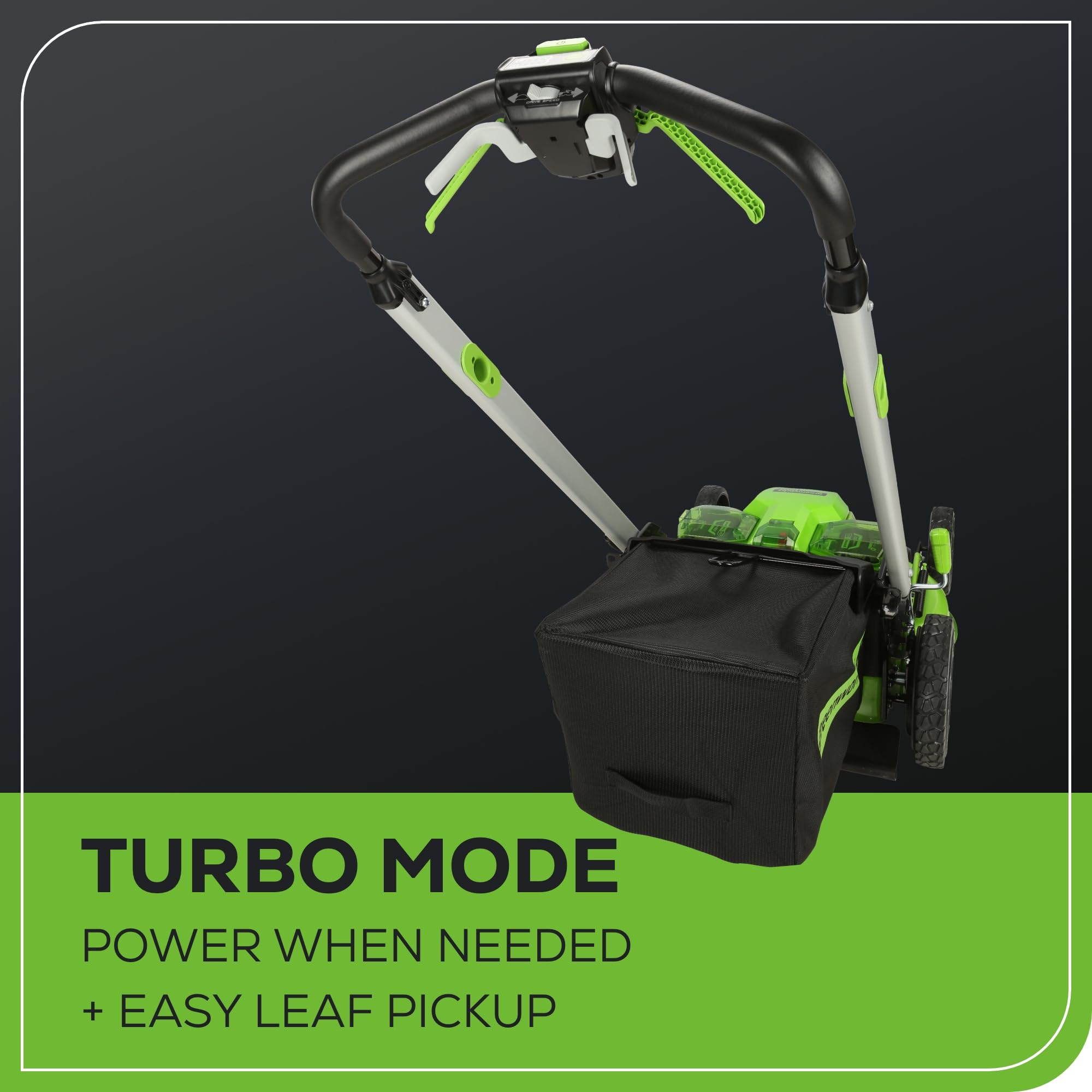 Greenworks 60V 25” Cordless (Self-Propelled) Lawn Mower (LED Lights + Aluminum Handles), 2 x 4.0Ah Batteries