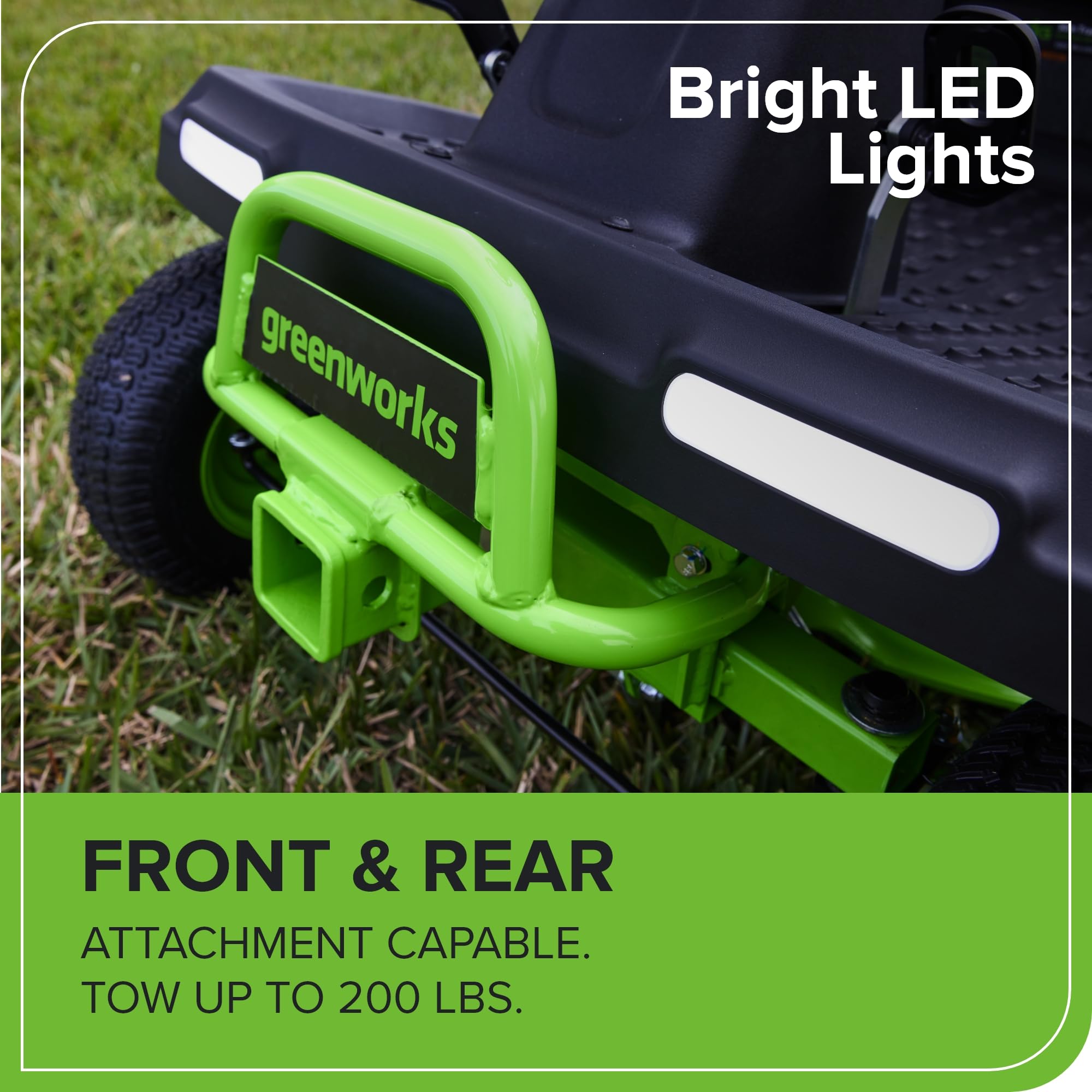 Greenworks 60V 30' Riding Lawn Mower (1.25 Acre, 16 HP Gas Equivalent, 6 MPH, Tow Up to 200 lbs.), (4) 8.0Ah Batteries (1,920 Wh Max) + Turbo Wall Charger