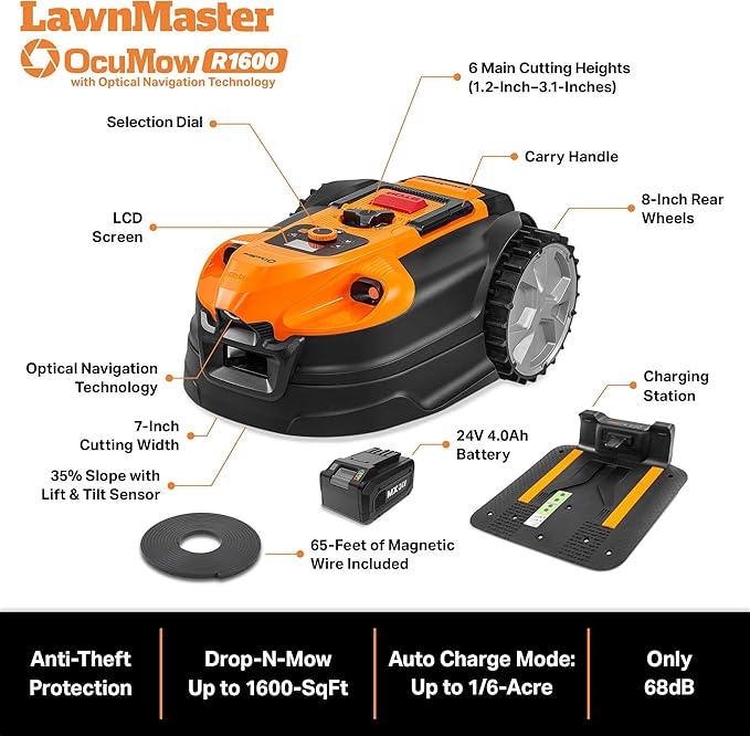LawnMaster OcuMow R1600 Robot Lawn Mower – VBRM701i4 Plus