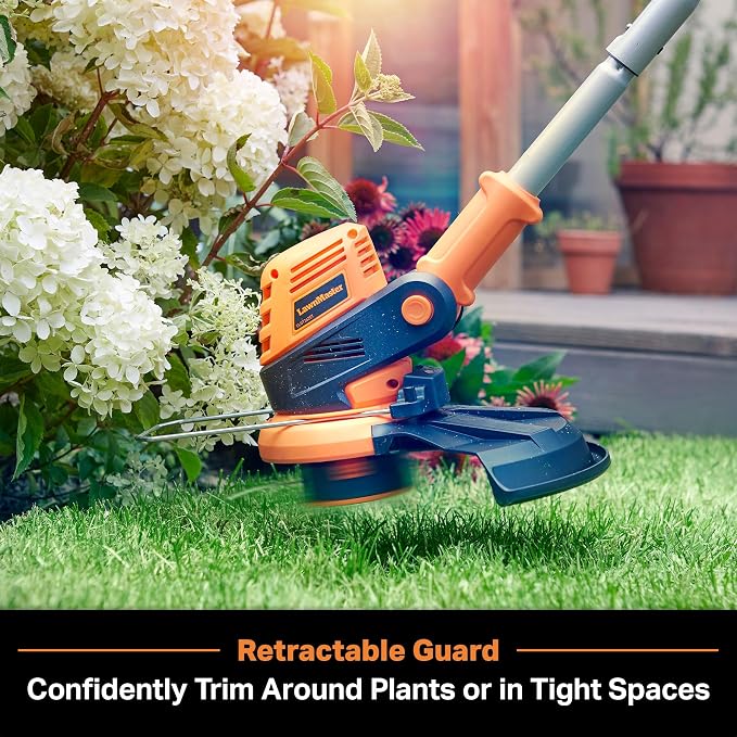 LawnMaster OcuMow Robot Lawn Mower with Cordless 24V MAX 10” Grass Trimmer Combo Kit Perimeter Wire Free for Small Yards 2000-4000 Square Feet Optical Navigation Automatic Obstacle Avoidance Spot Cut