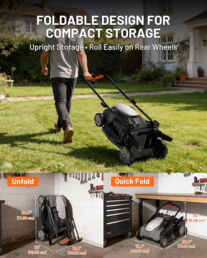 Litheli 18-inch 40V Self-Propelled Brushless Lawn Mower for Garden Yards, Lightweight Cordless Mower with 6-Position Height Adjustment, 2×5.0Ah Batteries Included