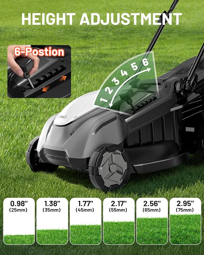 Litheli 18-inch 40V Self-Propelled Brushless Lawn Mower for Garden Yards, Lightweight Cordless Mower with 6-Position Height Adjustment, 2×5.0Ah Batteries Included