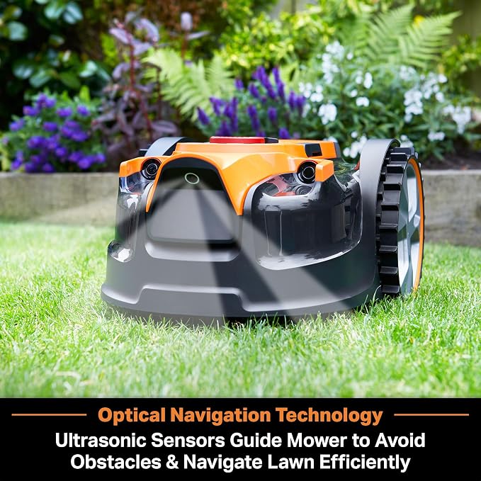 LawnMaster OcuMow Robot Lawn Mower with Cordless 24V MAX 10” Grass Trimmer Combo Kit Perimeter Wire Free for Small Yards 2000-4000 Square Feet Optical Navigation Automatic Obstacle Avoidance Spot Cut