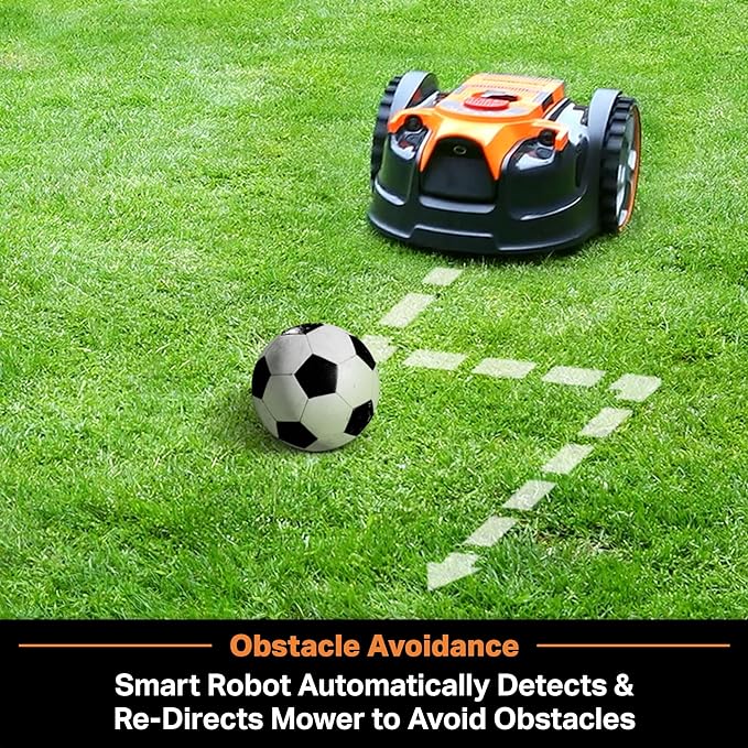 LawnMaster OcuMow Robot Lawn Mower with Cordless 24V MAX 10” Grass Trimmer Combo Kit Perimeter Wire Free for Small Yards 2000-4000 Square Feet Optical Navigation Automatic Obstacle Avoidance Spot Cut