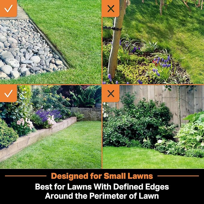 LawnMaster OcuMow Robot Lawn Mower with Cordless 24V MAX 10” Grass Trimmer Combo Kit Perimeter Wire Free for Small Yards 2000-4000 Square Feet Optical Navigation Automatic Obstacle Avoidance Spot Cut
