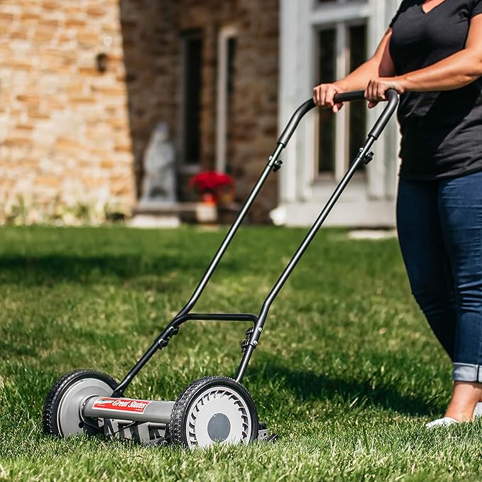 Great States 815-18 18-Inch 5-Blade Push Reel Lawn Mower, 18-Inch, 5-Blade, Grey & American Lawn Mower Company GC91820 18-Inch/20-Inch Reel Lawn Mower Grass Catcher, Black