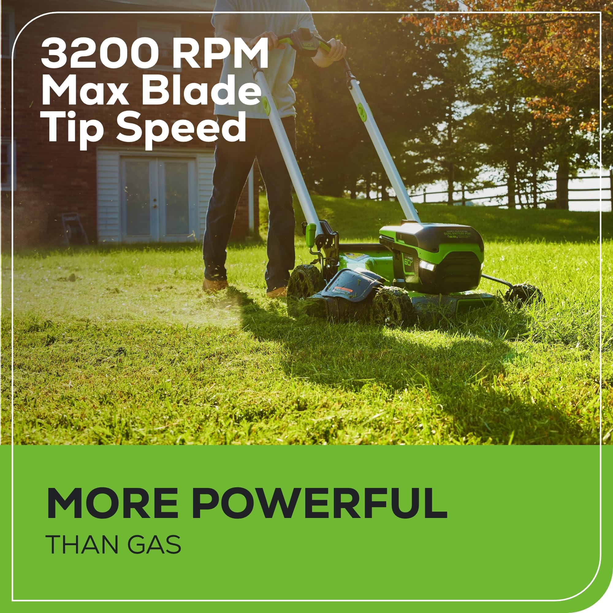 Greenworks 60V 21” Cordless (Push) Lawn Mower (LED Lights + Aluminum Handles), 5.0Ah Battery and Rapid Charger