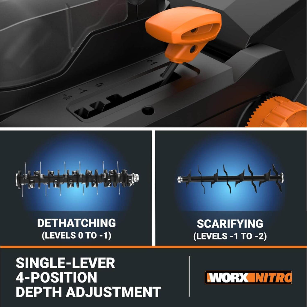 WORX WG855 40V Cordless 2-In-1 Lawn Dethatcher Scarifier
