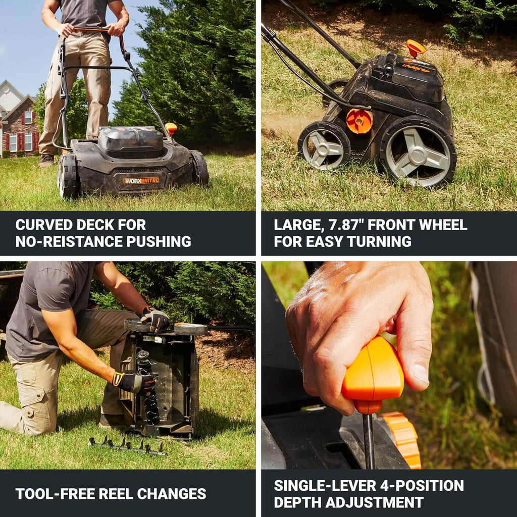 WORX WG855 40V Cordless 2-In-1 Lawn Dethatcher Scarifier