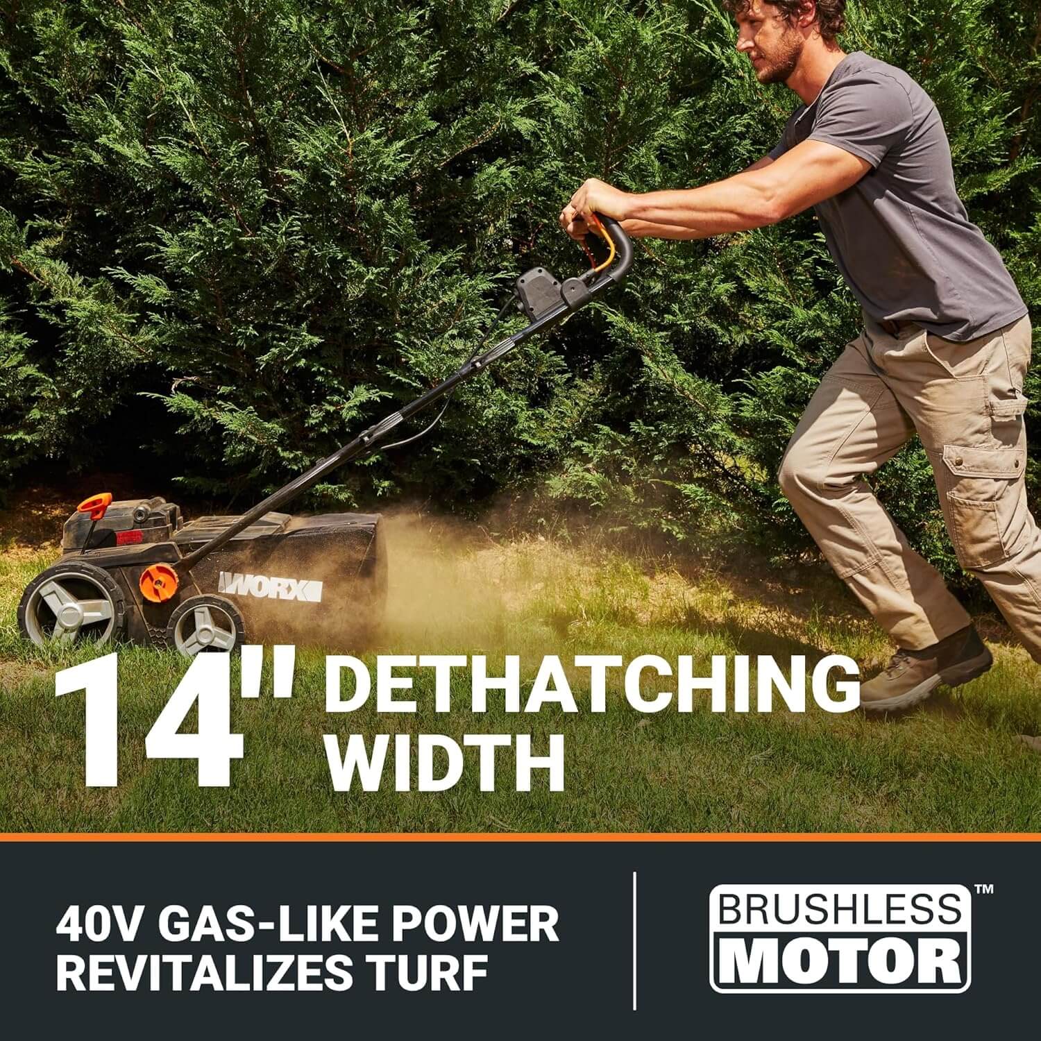 WORX WG855 40V Cordless 2-In-1 Lawn Dethatcher Scarifier